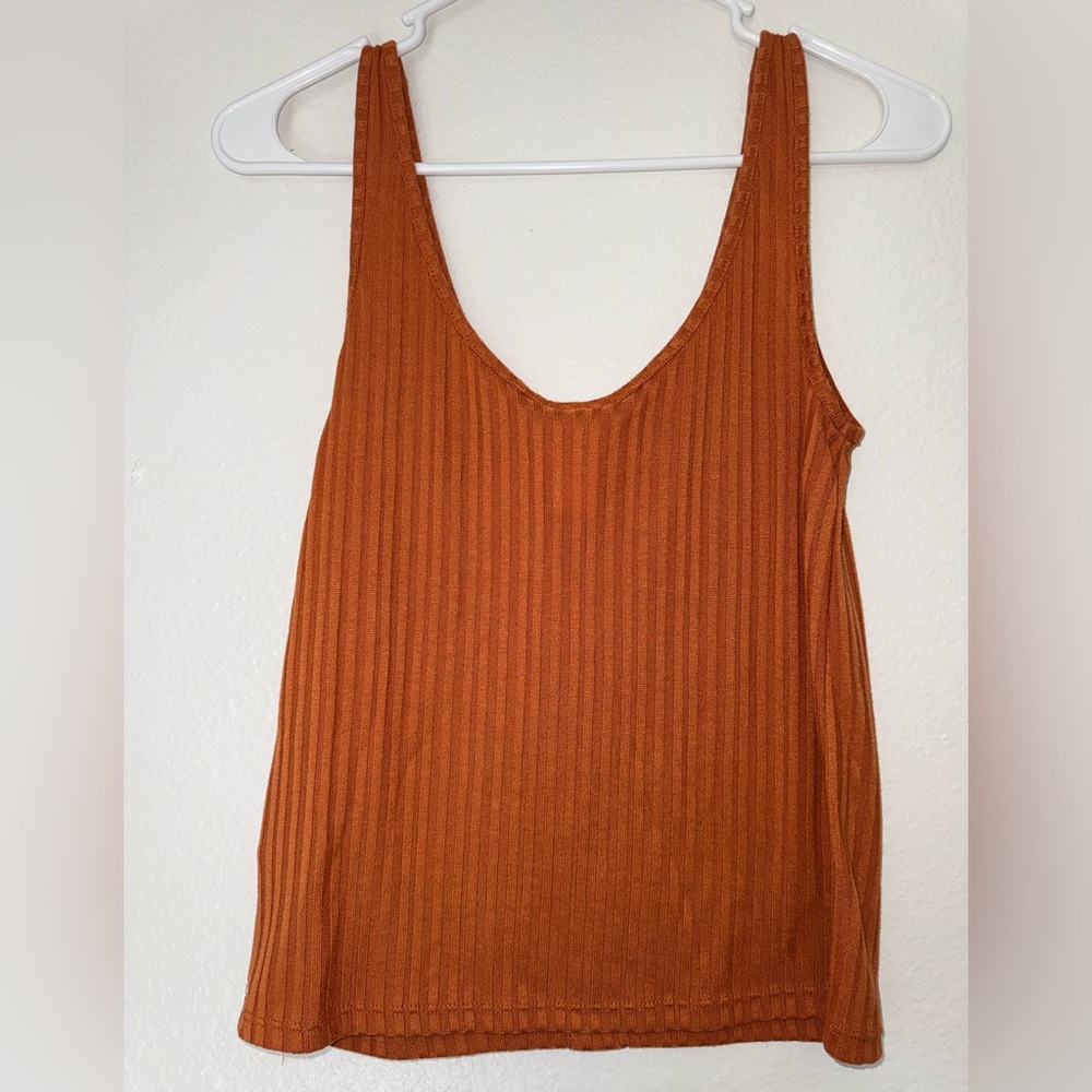 H&M Ribbed Button-Front Tank Top - Rust - Picture 2 of 5